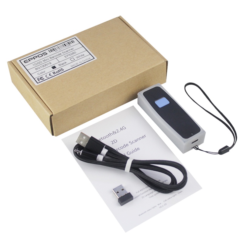 Mini Barcode Scanner 1D/2D EPPOS EP6280 - Bluetooth Wireless Scan Resi