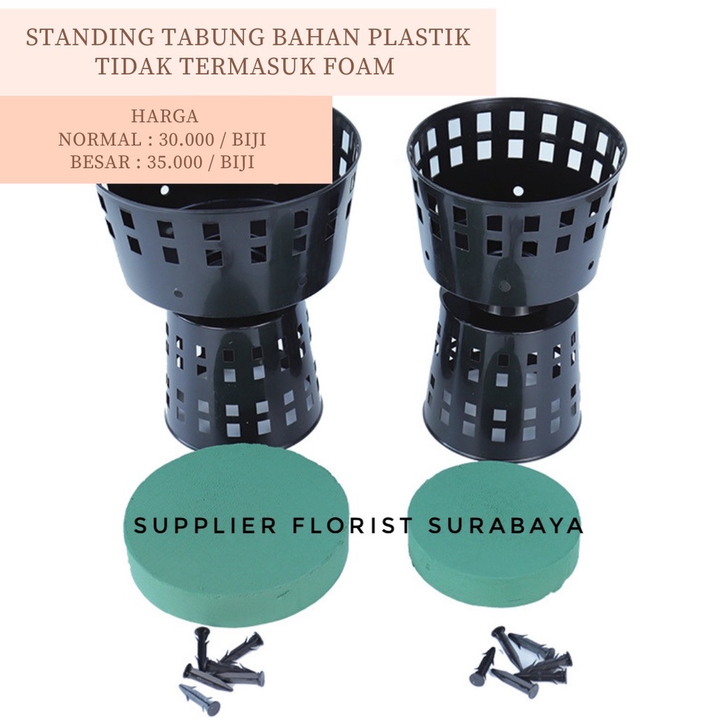 POT TABUNG PLASTIK RAHASIA STANDING BOUQUET, TIDAK TERMASUK FOAM BULAT