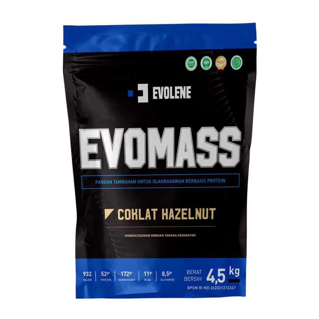 Evolene Evomass 10 lbs 4,5 kg Evo Mass Susu Protein Otot Penambah Berat Badan Suplemen Fitness