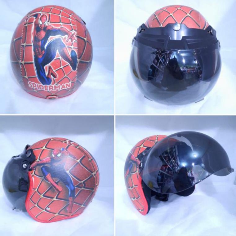SDA.22De22ᴿ ◦ HELM RETRO HELM BOGO ANAK FULL KULIT MOTIF KACA CEMBUNG | SNI