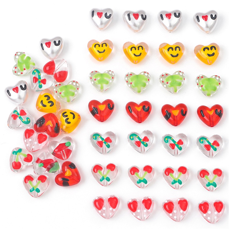 Resin drop oil love beads pattern beads Dengan Manik-Manik Berlubang Manik-Manik Jarak Longgar Digunakan Kalung Anting DIY Membuat Kerajinan Perhiasan