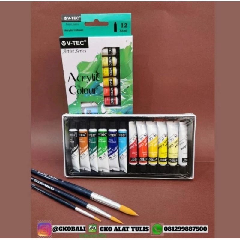 

Cat Acrylic/Acrylic Colour V-Tec 12 warna 6ml