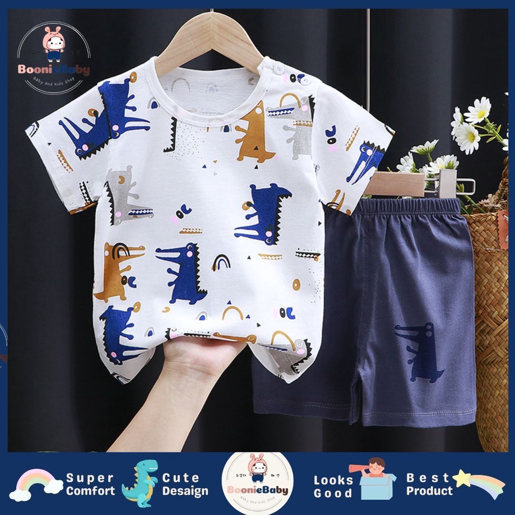 BOONIE BABY SETELAN BAJU LAKI-LAKI BAYI IMPORT UMUR 0-24 BULAN/SETELAN BAJU LENGAN PENDEK BAYI