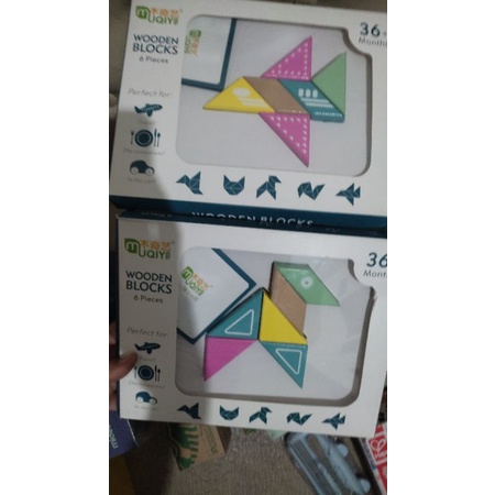 wooden puzzle. wooden block 6 pcs. tangram puzzle
