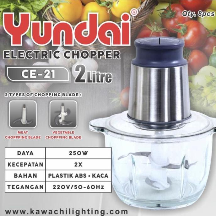 Food Processor YUNDAI CE-21 Chopper Elektrik Kaca Kapasitas 2 Liter