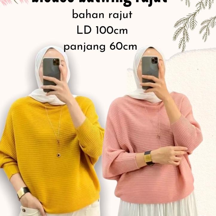 Terpercaya BLOUSE BAJU RAJUT BATWING / ATASAN WANITA MODEL KELELAWAR / OUTER / BLOUSE BATWING RAJUT