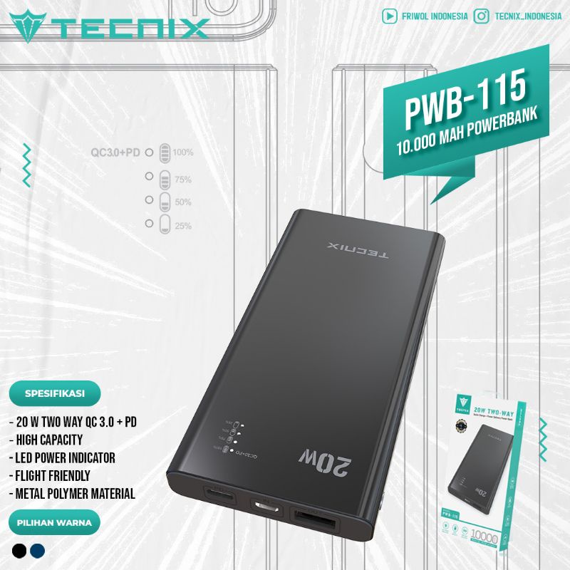 Tecnix PWB-115 PowerBank 10.000 mAh 20W Two-way Original Tecnix