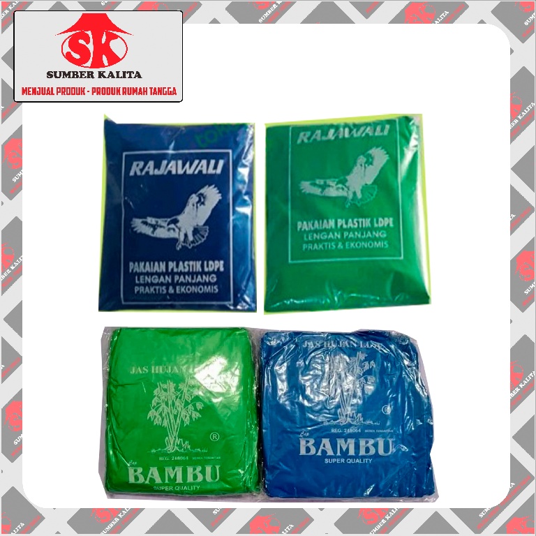 Jual JAS HUJAN PLASTIK LDPE PONCO BAMBU RAJAWALI TEBAL HIJAU BIRU Shopee Indonesia