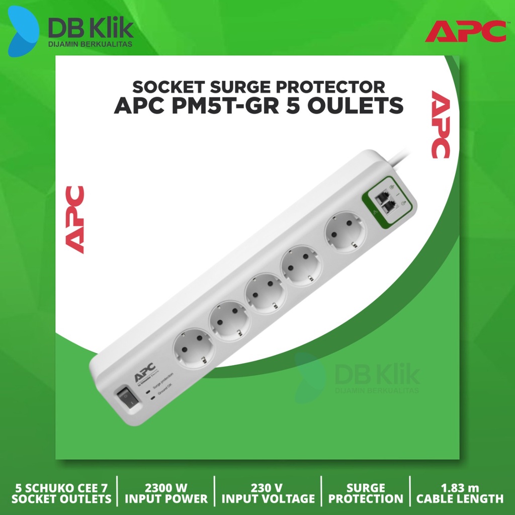 Socket Surge Protector APC PM5T-GR 5oulets- Colokan Anti Petir PM5T-GR