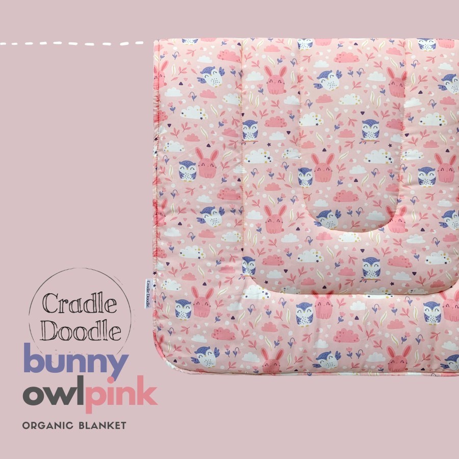 Cradle Doodle Organic Baby Blanket - Bunny Owl Pink