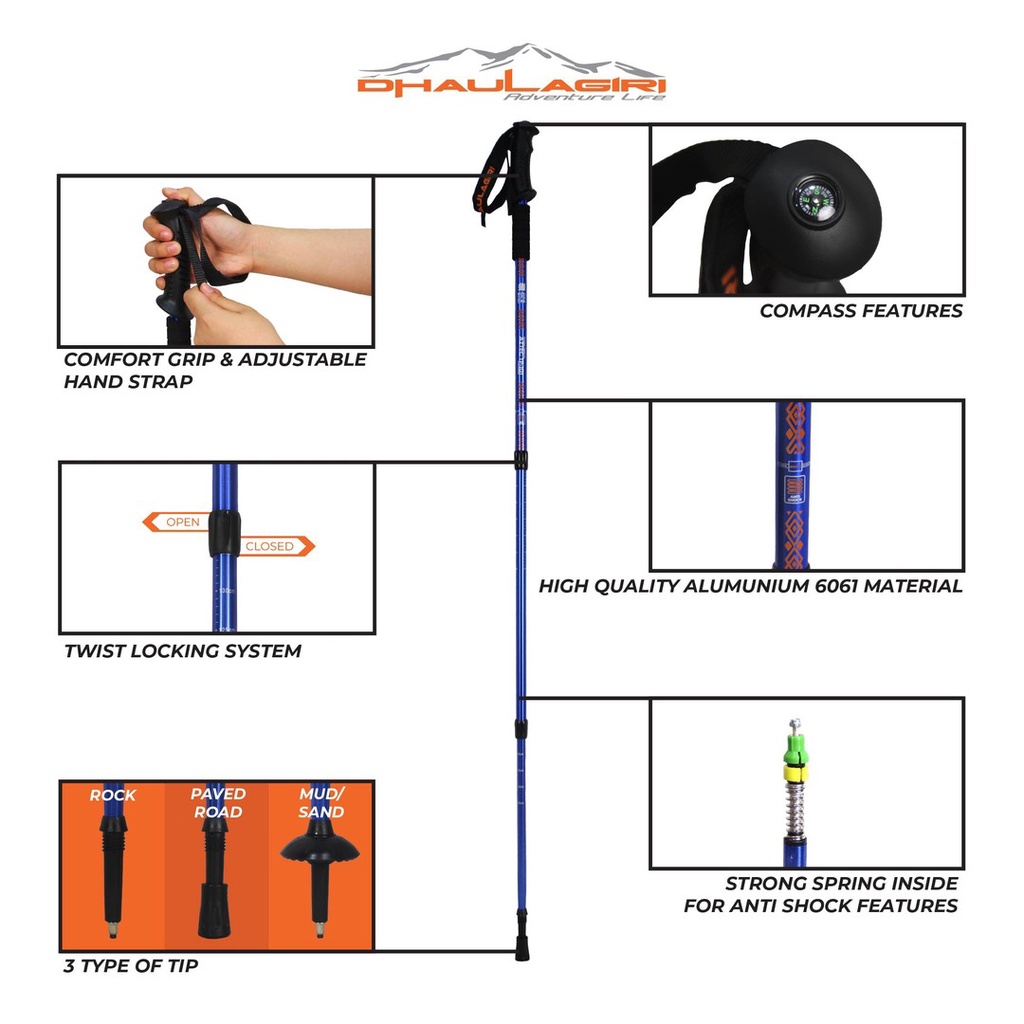 TREKKING POLE DHAULAGIRI 101 105 TONGKAT HIKING TRACKING POLE