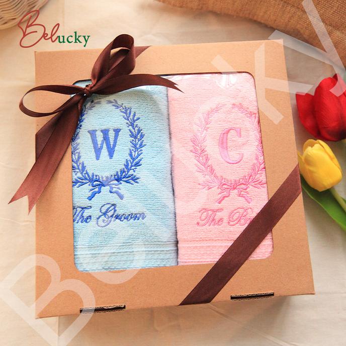 Handuk Bordir Couple Premium Kado Pernikahan Seserahan Wedding Hampers