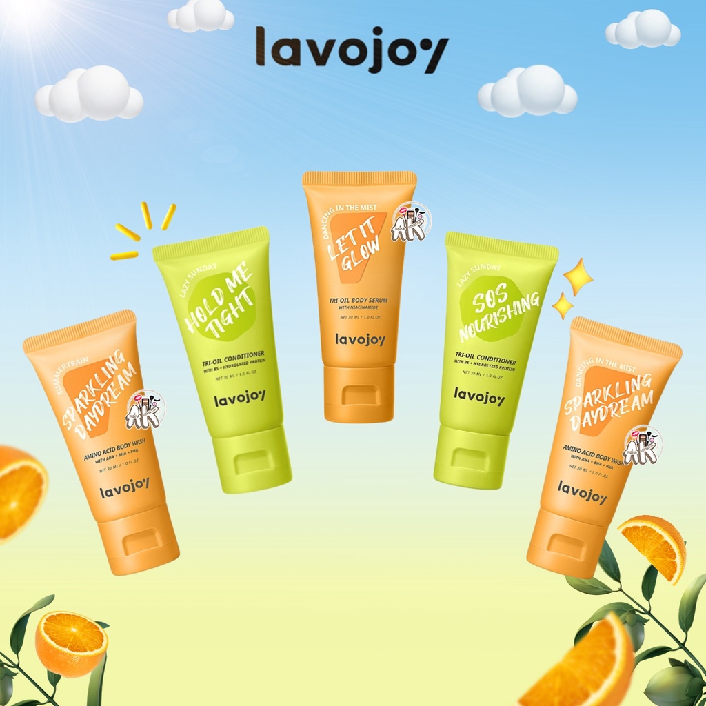 LAVOJOY SHAMPOO / BODY WASH / BODY SERUM 30ML ( DANCING / LAZY SUNDAY / SUMMERTRAIN )