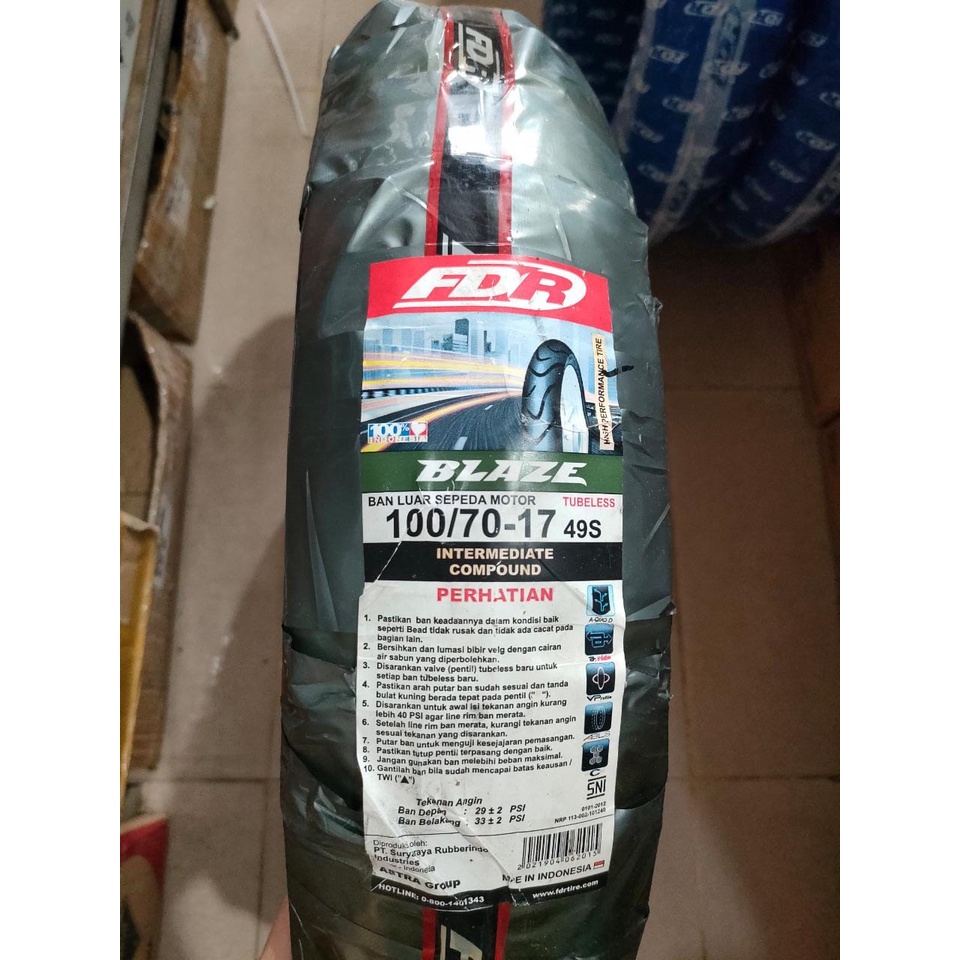 100/70-17 BLAZE TUBELESS FDR BAN