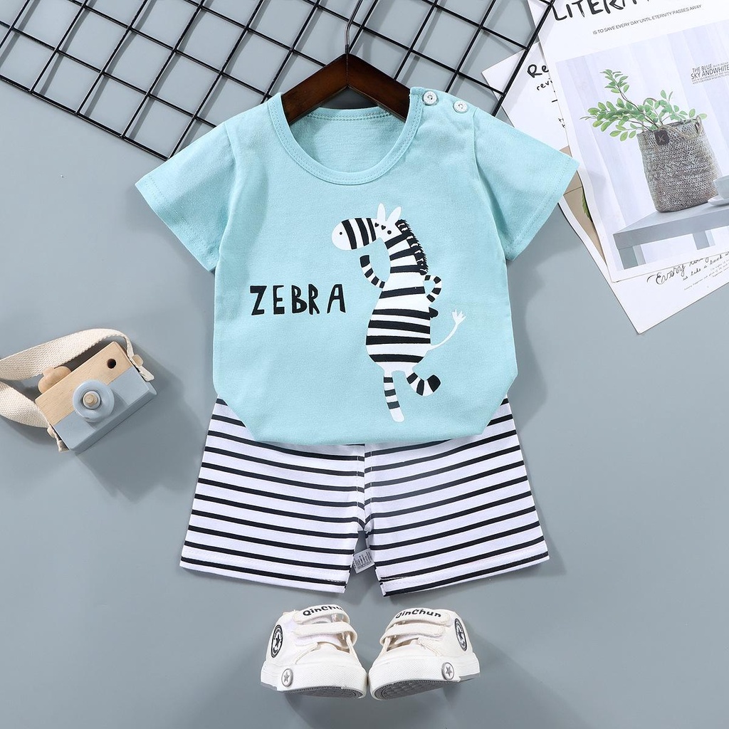 READY STOK!!! setelan pendek anak usia 0-2 tahun import / baju setelan bayi motif karakter ala korea