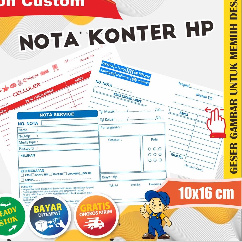 

(V>4E㊚) Nota Konter Hp - Servis, Pulsa dan Penjualan 2 ply Rangkap viral
