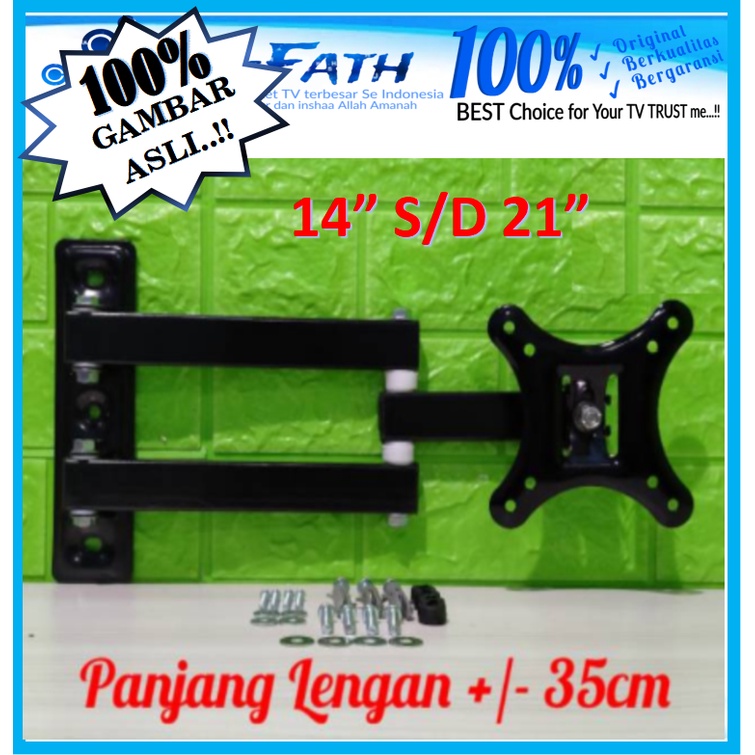 Bracket TV swifle lengan 14&quot; s/d 47&quot;  Super Kokoh 6 arah PERGERAKAN [GRATIS OBENG SET 16 IN 1]