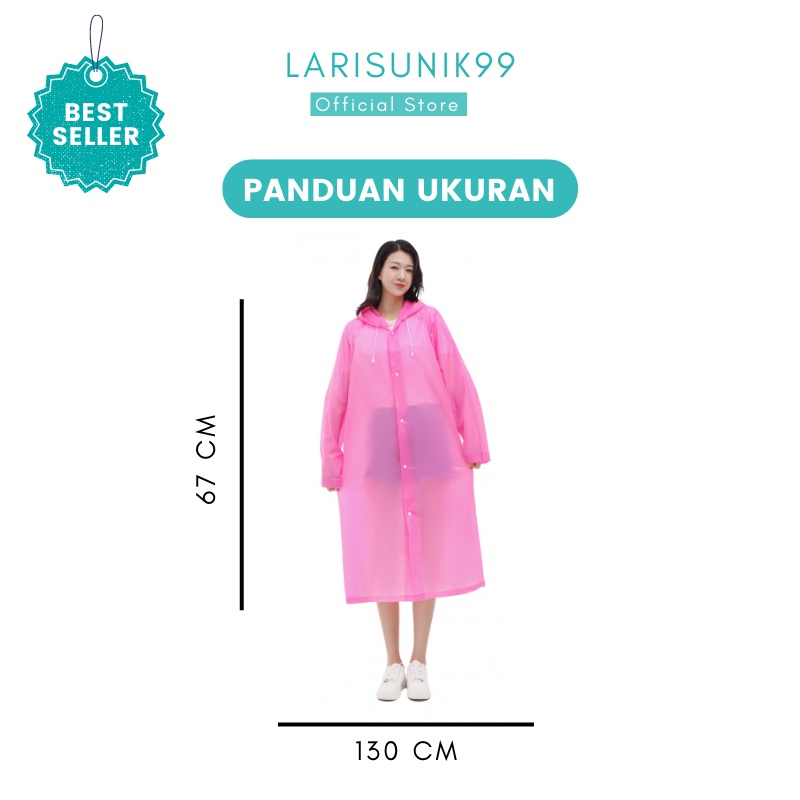 Jas Hujan Mantel Eva Raincoat Unisex Pria Wanita Poncho Ponco Lengan Jas Hujan Mantel Gamis Motor Terusan Transparan Korea Ringan Light Weight Hoodie Kancing Depan Pakaian Anti Air Import Premium Original