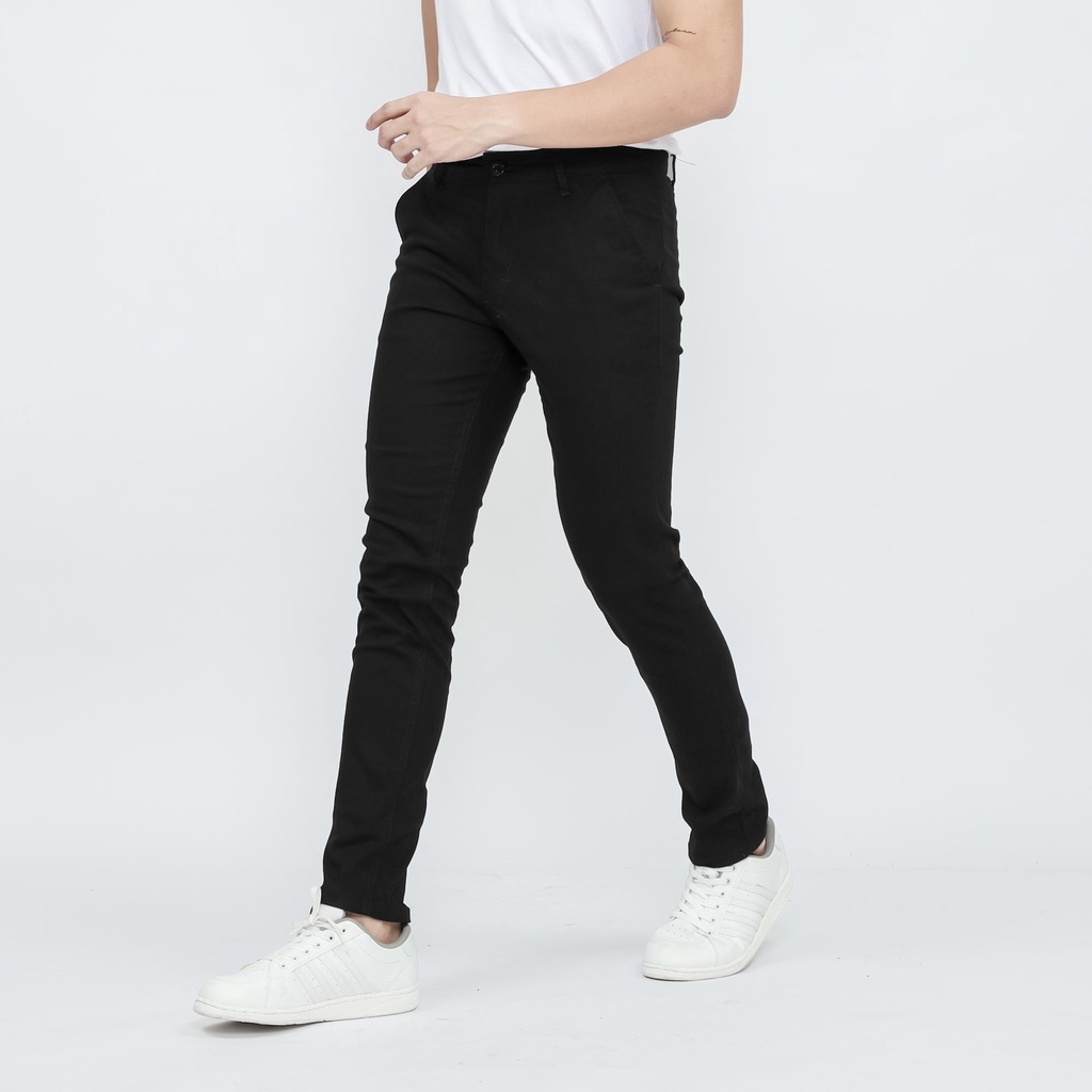 CELANA CHINO PANJANG PRIA SLIMFIT STRETCH BY BROGUY - HITAM