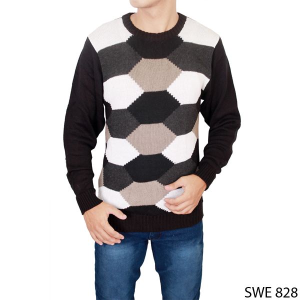 Sweater Fashion Male Rajut Hitam Kombinasi – SWE 671