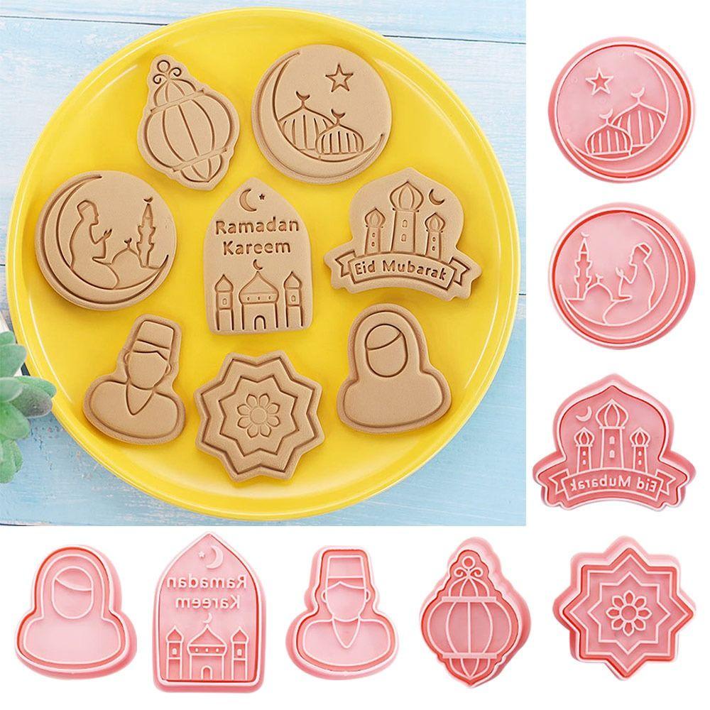 Solighter 8pcs/set Cetakan Kue Fondant Makanan Eid Mubarak Islam Muslim Festival Cookie Cutter