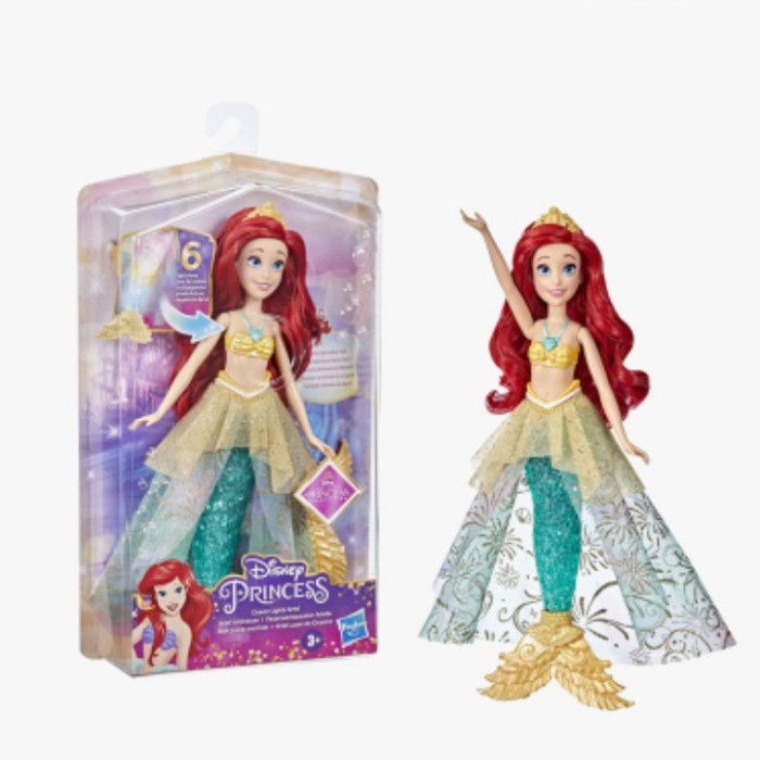 Mainan Boneka Barbie Disney Princess Ocean Lights Ariel Little Mermaid #Original