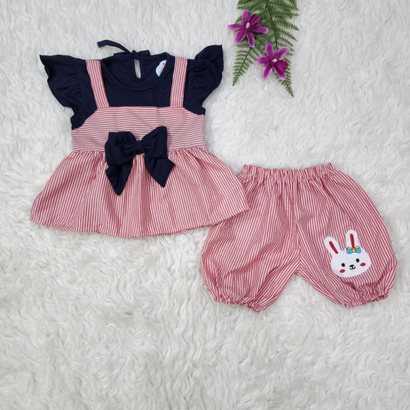 baju bayi perempuan Stelab celana pita Bunny