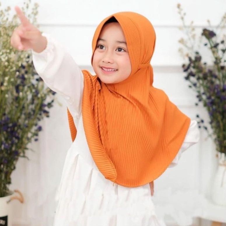 [KR.21De22ᵀ] Bergo Tali Maryam Anak Ped Plisket Lidi Full Diamond Premium 2-5Tahun