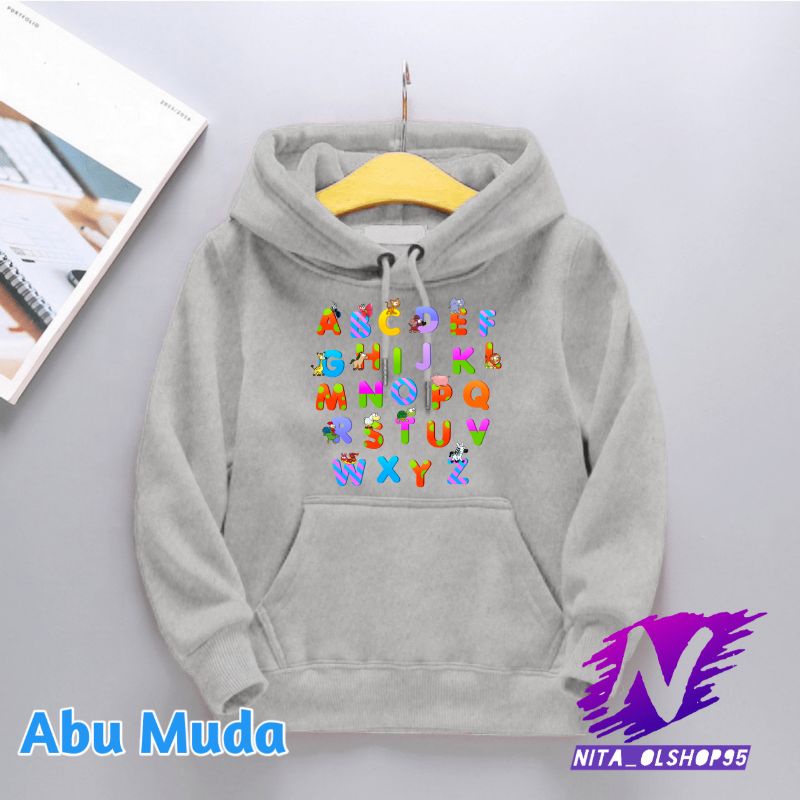 hoodie anak alphabet jaket huruf anak lucu