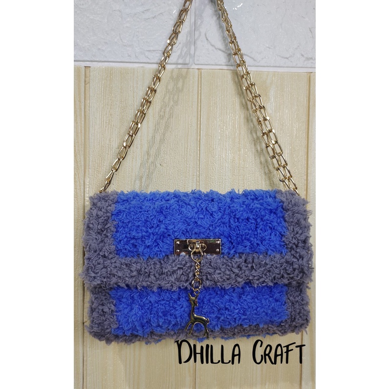 Tas rajut tapestry kanvas / tas selempang / tas pundak benang handuk