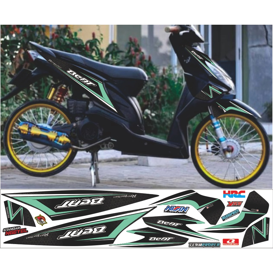 STRIPING BEAT KARBU VARIASI WARNA HITAM LIS TOSKA