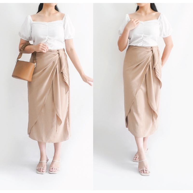 Kayra Wrap Skirt Rok Lilit Instan Cotton Niji Casual