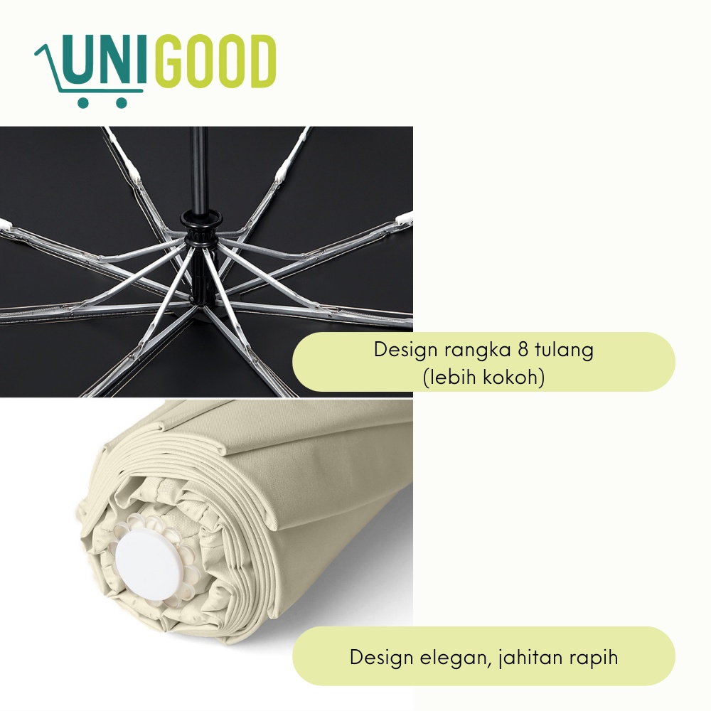 UNIGOOD - Payung Lipat Premium Tombol Otomatis Elegan Anti UV Extra Tebal