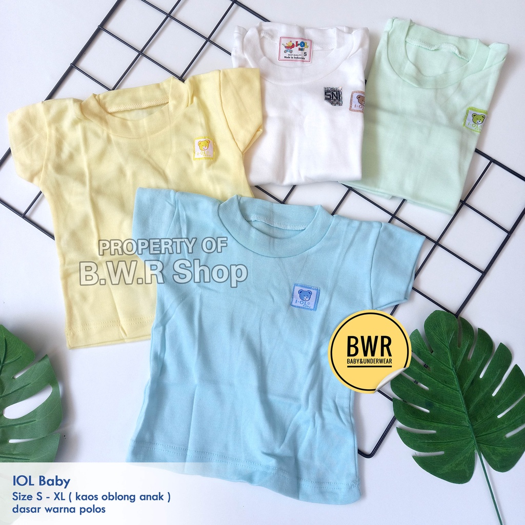 Kaos Oblong IOL POLOS / Kaos Anak Baby Lengan Pendek Baju Bayi Atasan Bayi Pilih Warna | Bwr