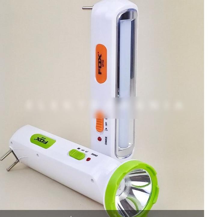 Stok Terbatas Fox Lampu Emergency + Senter Cas Charge GF-705 GF 705 Neon Darurat Lampu LED Super Ter