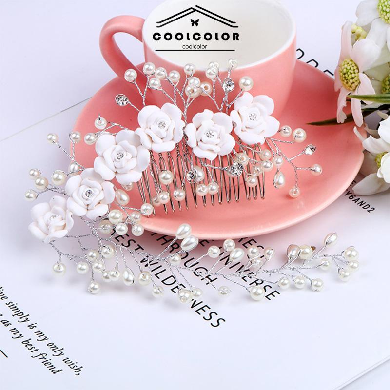 COD❤️Klip Samping Wanita Kartu Rambut Kristal Kartu Rambut Mutiara Aksesoris Rambut Aksesori Pernikahan Hiasan Kepala- cl