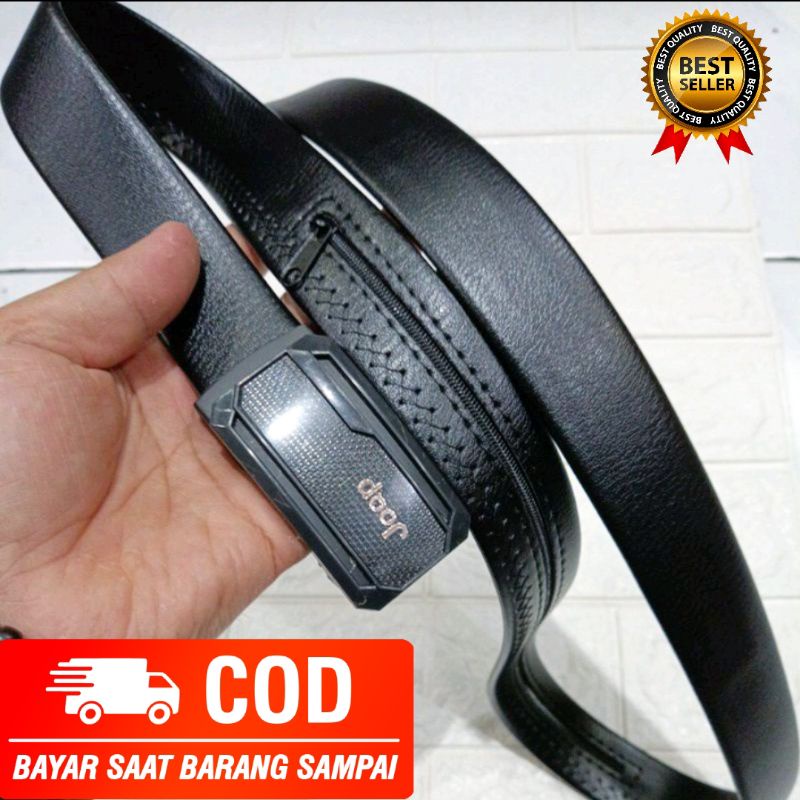 Ikat pinggang resleting kulit gesper resleting kepala rel otomatis sabuk resleting rel gesper jimat