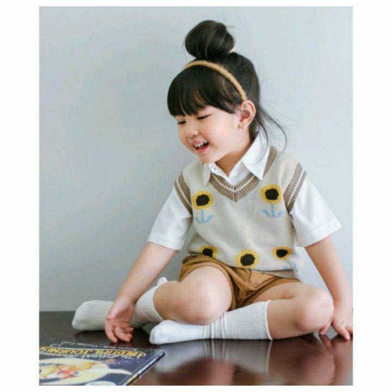 Vest Rajut Anak Matahari Perempuan Motif Bunga Matahari Gemas/vest rajut anak cewek