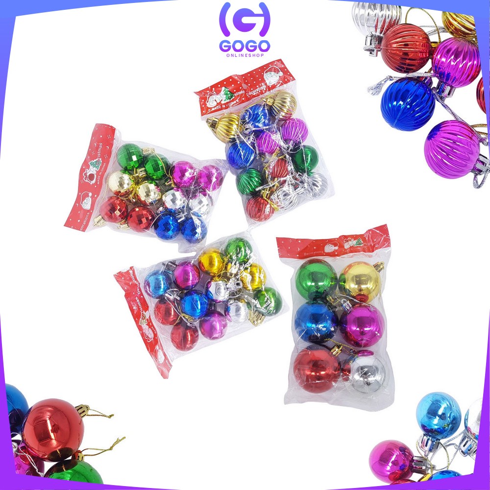 GOGO-C38 Gantungan Bola Kilap 6PCS / 12PCS Aksesoris Hiasan Pohon Natal Ornamen Dekorasi Rumah MURAH