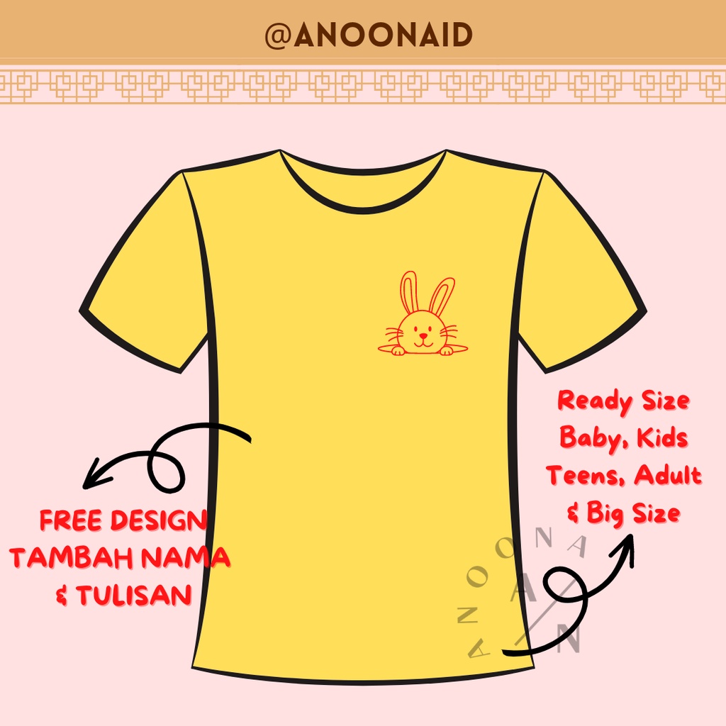 Baju Kaos Edisi Imlek Bayi Anak Dewasa Chinese New Year 2023 Series Bahan Katun Combed 30s
