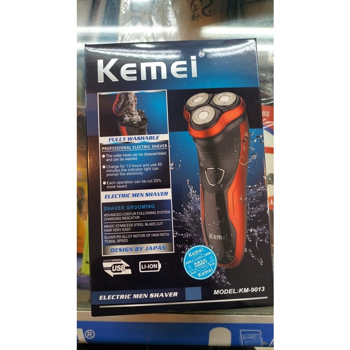 PROMO!!! SHAVER KEMEI KM-9013 ORIGINAL RECHARGEABLE TRIPLE FLOATING BLADE