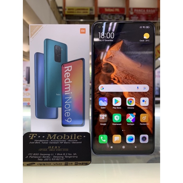 XIAOMI REDMI NOTE 9 RAM 6GB 128GB GRAY - SECOND FULLSET ORI - NON MINUS - Ex. GRS TAM