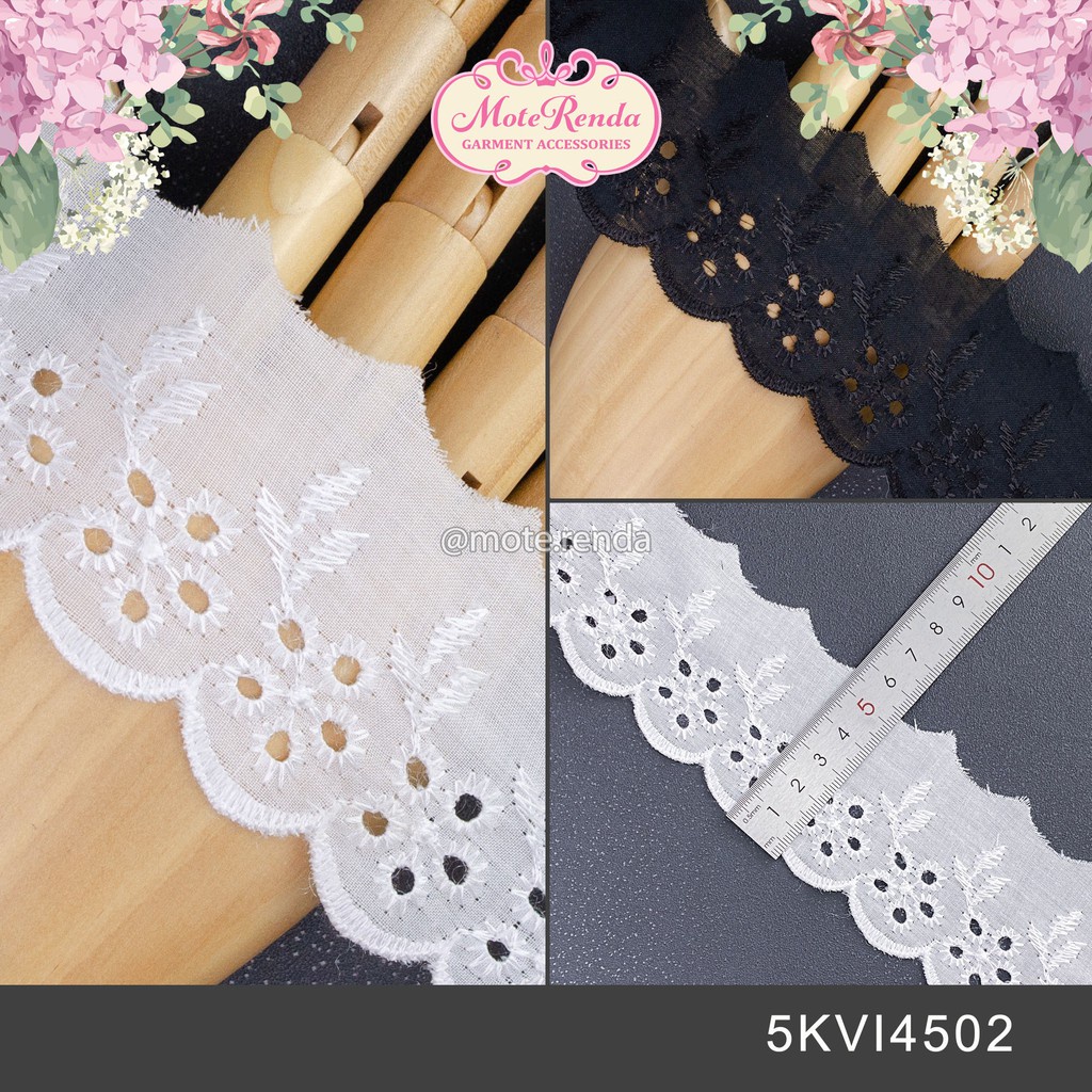 Renda katun, lebar 4.5cm (harga per 50cm) kode 5KVI45