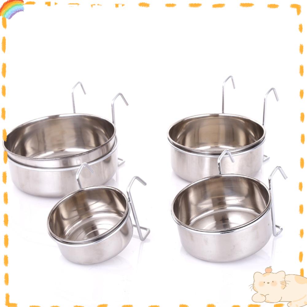 Solighter Mangkuk Stationary Anjing Tahan Lama Stainless Steel Puppy Cat Hanging Feeder Dish