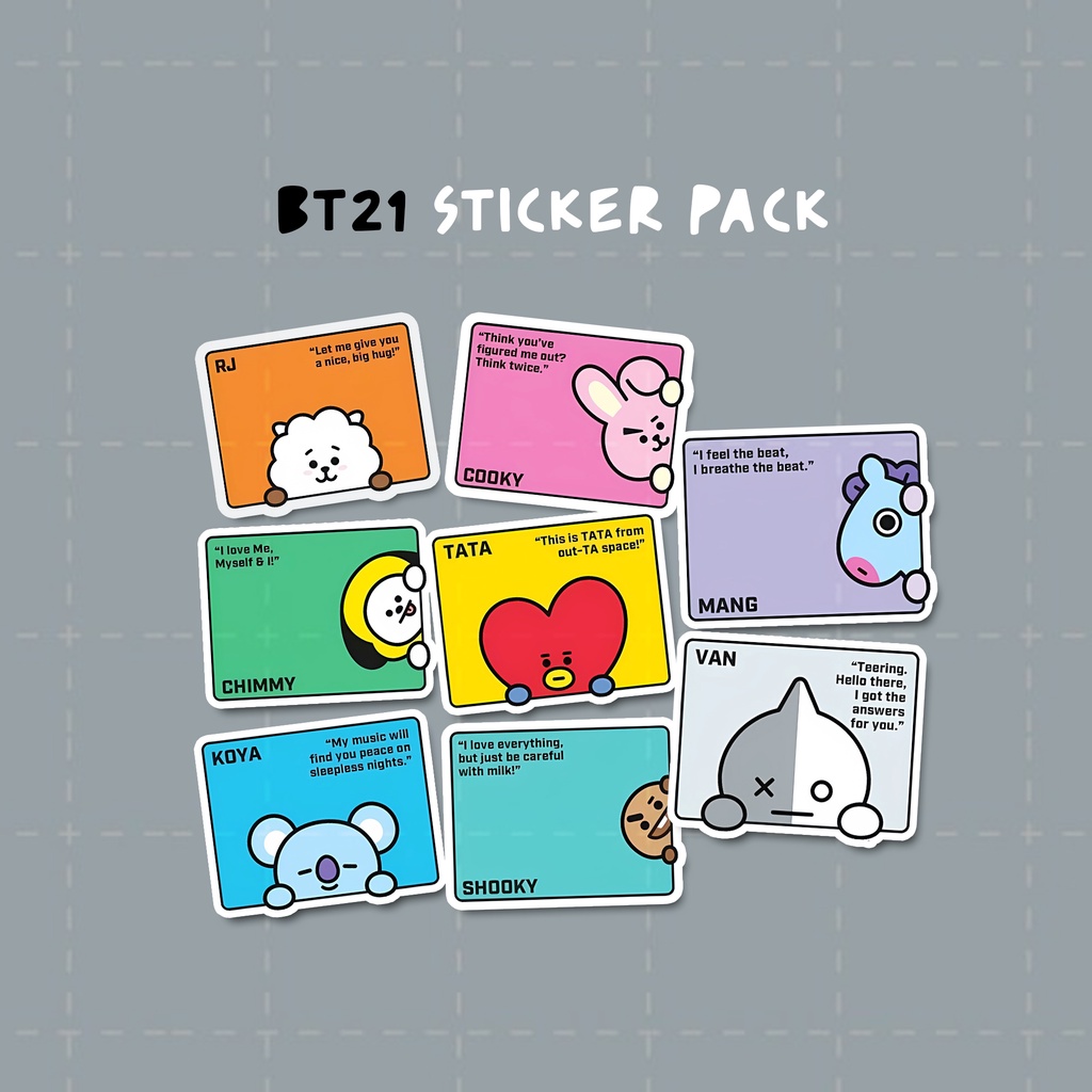 BTS BT21 Sticker Pack | Mini Sticker | Sticker Karakter Lucu BT21