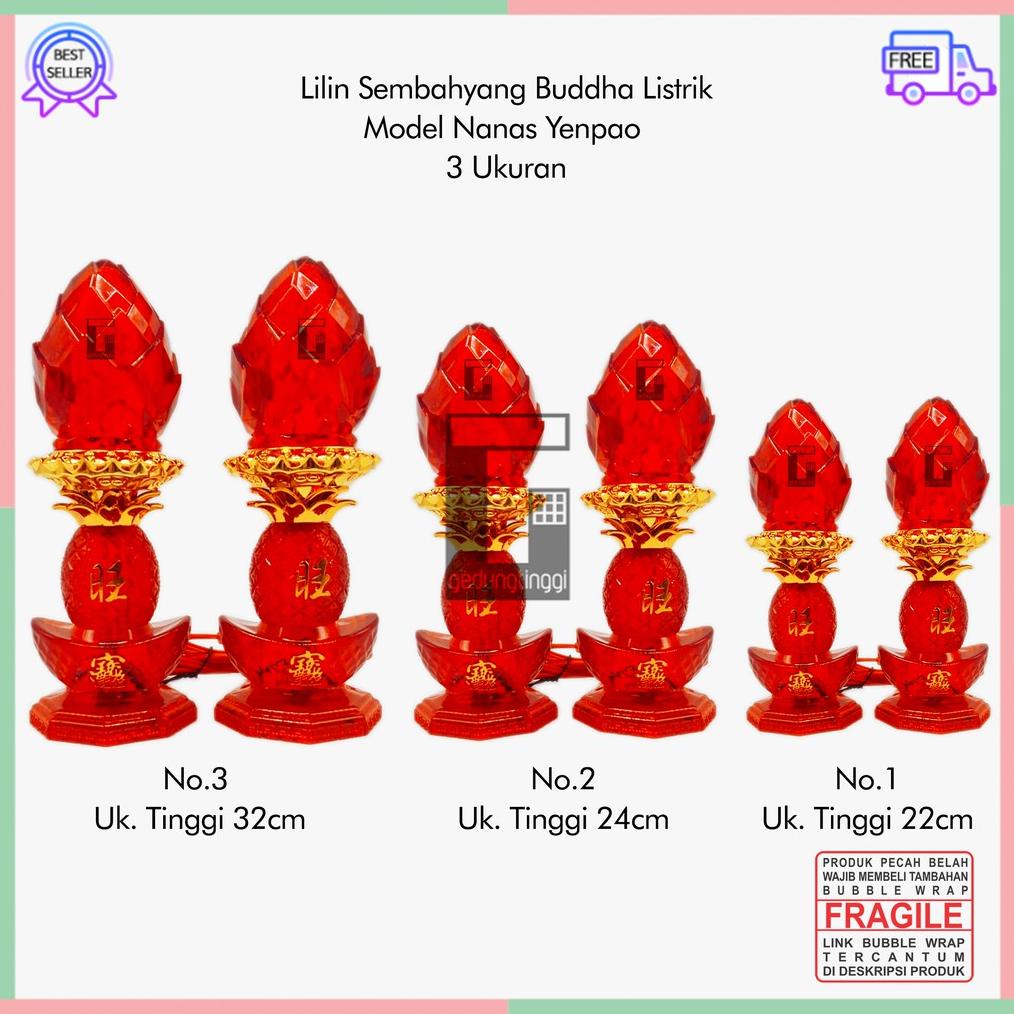 PRODUK- BOLA LAMPU LILIN BOHLAM LED CABE LOMBOK MERAH MEJA ALTAR PELENGKAPAN SEMBAHYANG SEMBAYANG DO