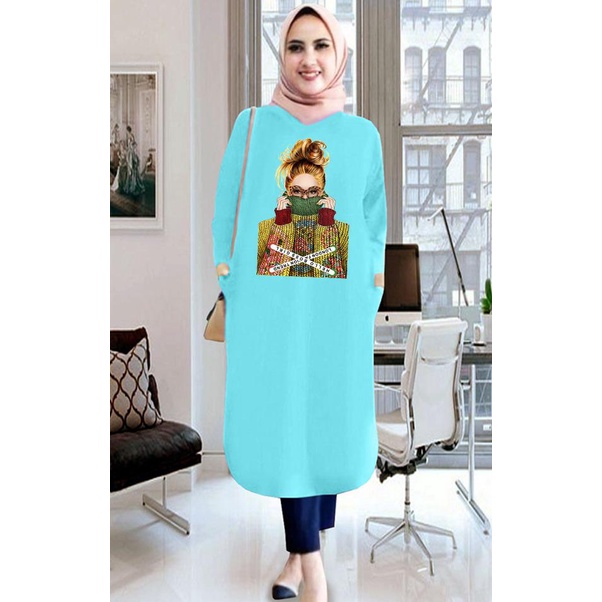 Tunik wanita DTF CEWEK KACAMATA / tunik murah / tunik kekinian / tunik panjang / tunik import / tunik jumbo