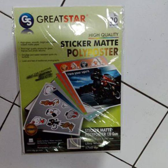 

►®◄ STICKER POLYPOSTER/PHOTO PLASTIK MATE A4/20 LEMBAR