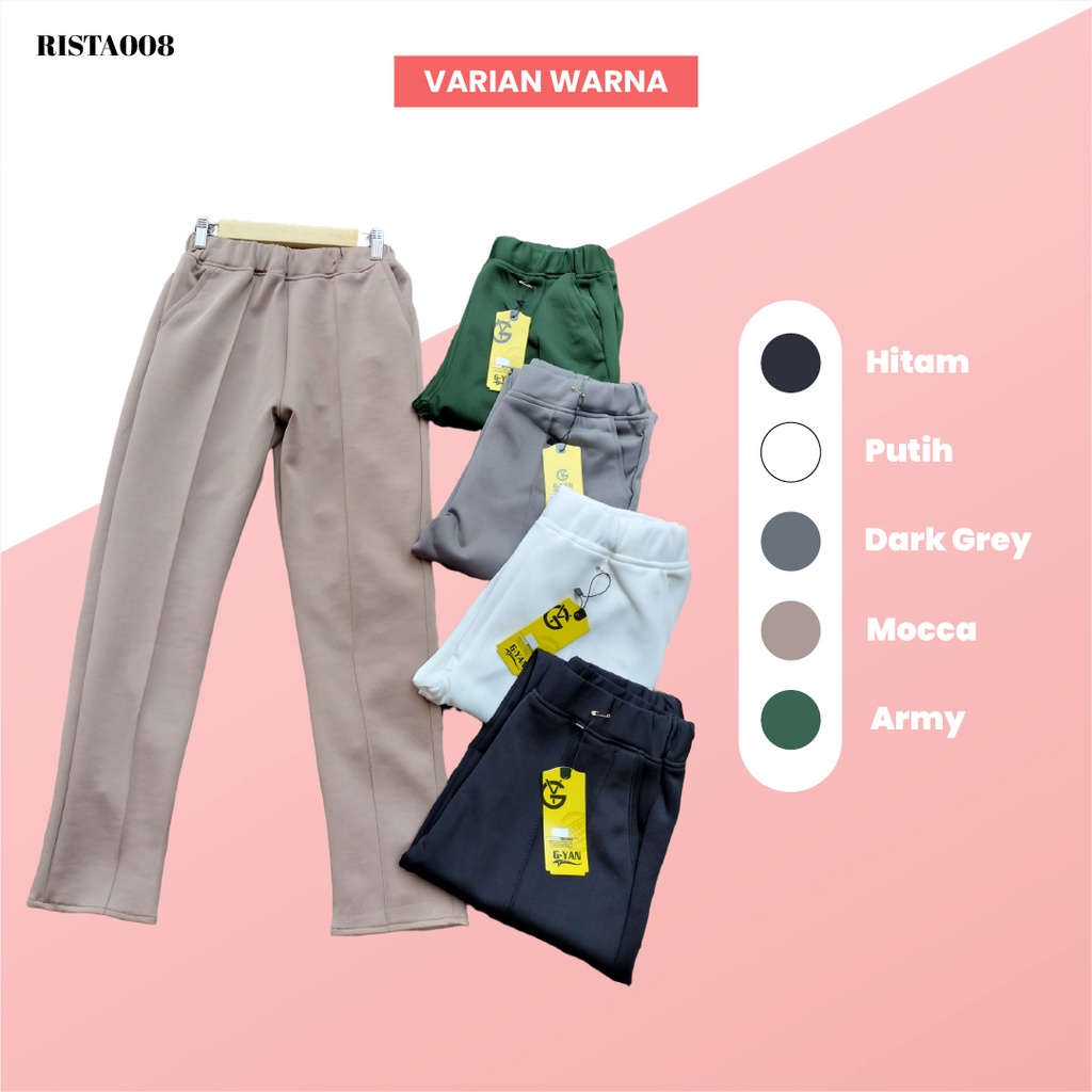 Celana Pensil Basic Pants Celana Kerja Wanita Pinggang Karet Casual Dan Simple Ootd Kekinian