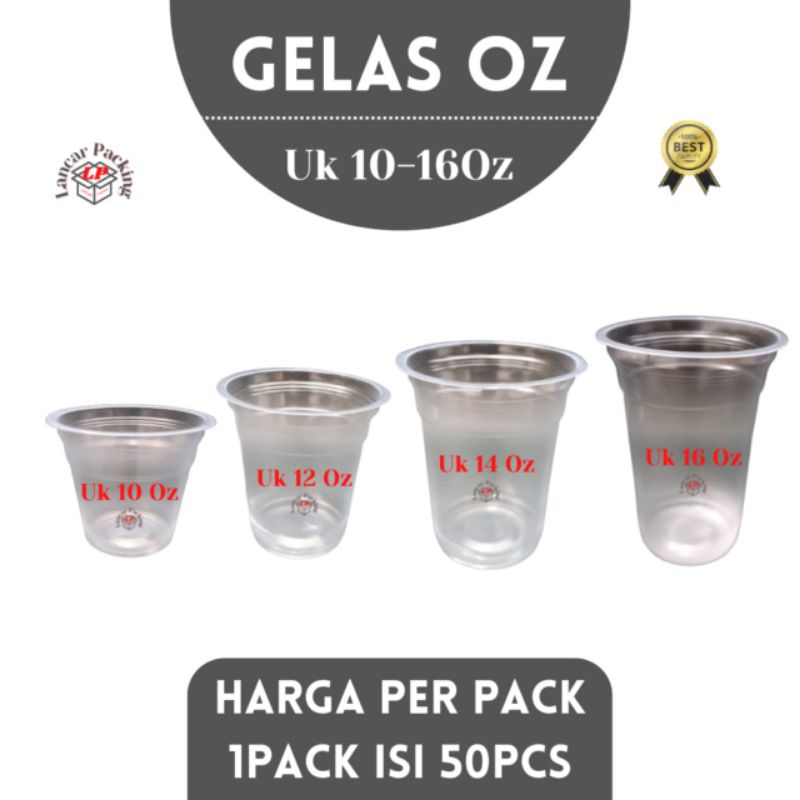 Gelas Plastik 10oz (50pcs) / Gelas plastik 12oz / Gelas plastik 14oz / Gelas plastik 16oz